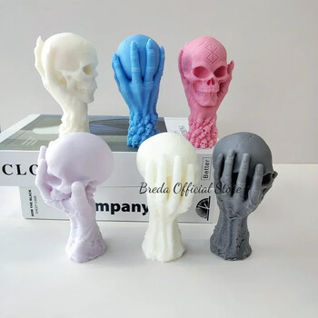 Χειρολαβή 12cm Skull Καλούπια κεριών σιλικόνης Diy Halloween Διακοσμητικά Χειροτεχνήματα Ρητίνη Σαπούνι Γύψινο καλούπι Εργαλείο κατασκευής δώρων για το σπίτι