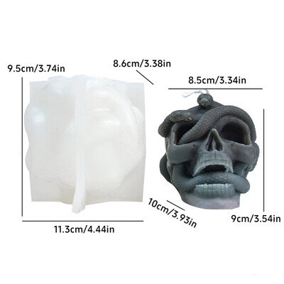 Τρισδιάστατα καλούπια κεριών σιλικόνης κρανίο φιδιού DIY Χειροποίητο σαπούνι Γύψο χειροτεχνίας Ρητίνη Καλούπι χύτευσης σκυροδέματος Εργαλείο κατασκευής δώρων απόκριες
