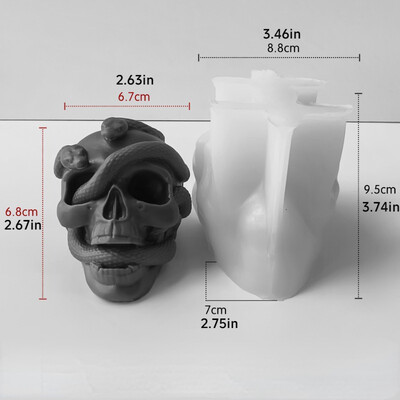 Τρισδιάστατα καλούπια κεριών σιλικόνης κρανίο φιδιού DIY Χειροποίητο σαπούνι Γύψο χειροτεχνίας Ρητίνη Καλούπι χύτευσης σκυροδέματος Εργαλείο κατασκευής δώρων απόκριες