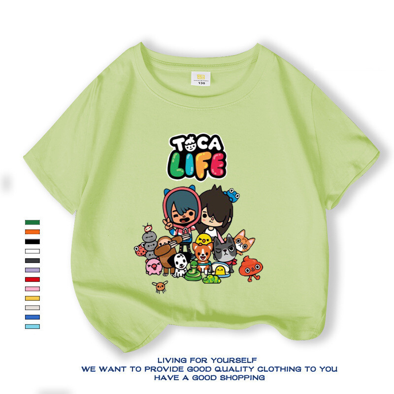 Western stílusú baba póló 2024 új rajzfilm nyári ruhák lányoknak univerzális bő változat légáteresztő ruhák tiszta pamut rövid ujjú divatos