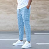 Pantaloni de înaltă calitate pentru bărbați, versiunea coreeană, la modă, cu patchwork, care se potrivesc cu culorile, cu picioare mici, pantaloni sport casual, subțiri, creion
