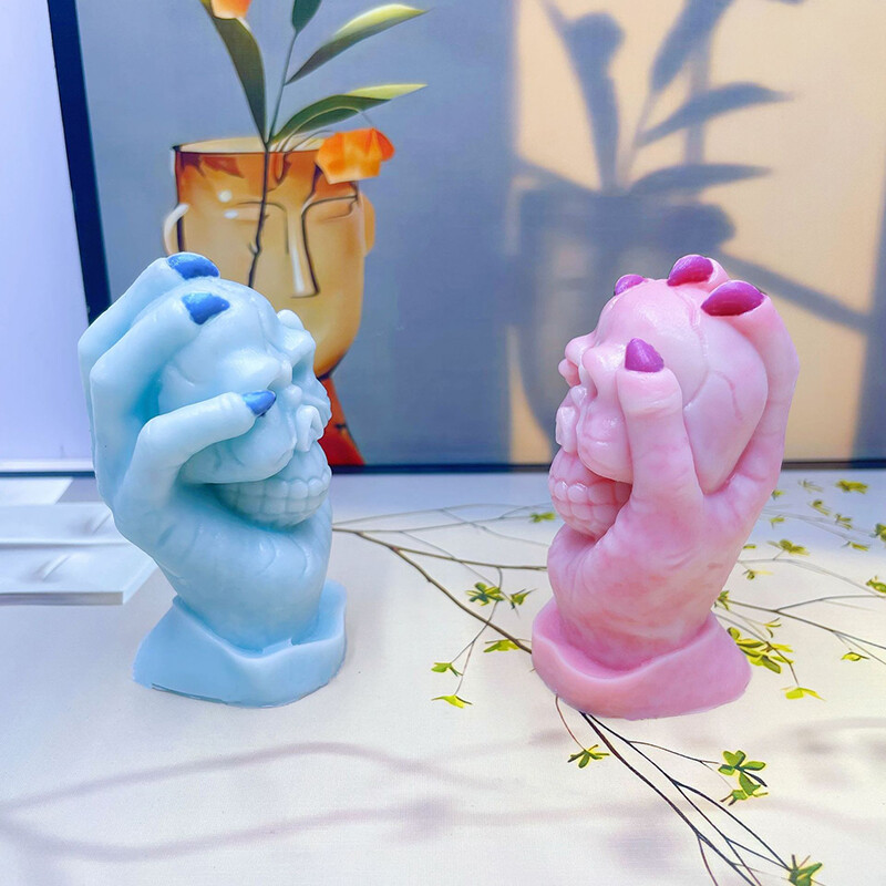 Helovīna galvaskausa galvas ķirbju sveces silikona veidne DIY roku darbs aromterapijas ģipša epoksīda sveķu veidošanas veidņu mājas dekors