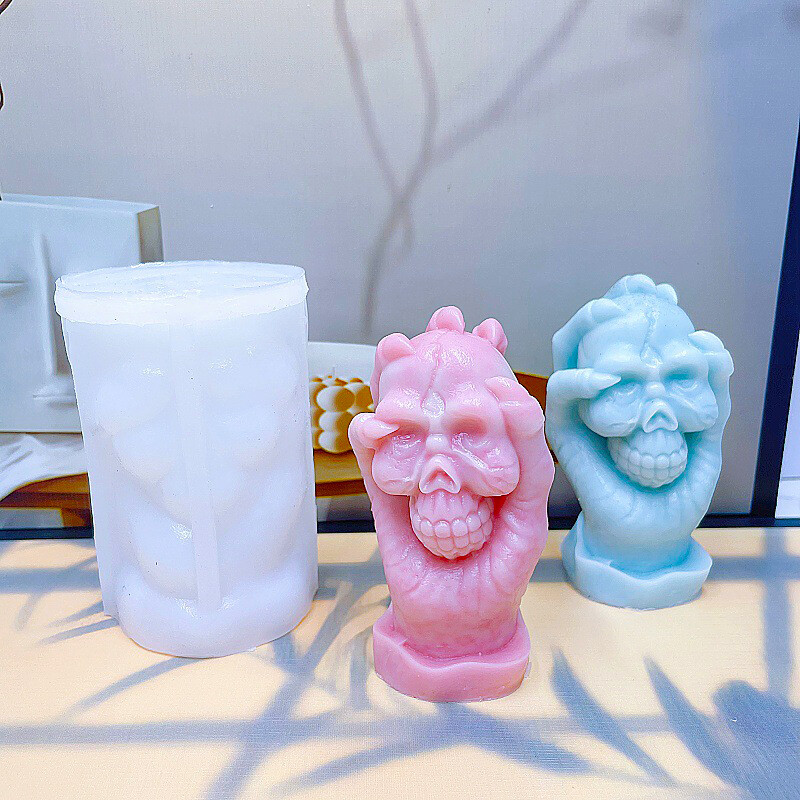 Helovīna galvaskausa galvas ķirbju sveces silikona veidne DIY roku darbs aromterapijas ģipša epoksīda sveķu veidošanas veidņu mājas dekors