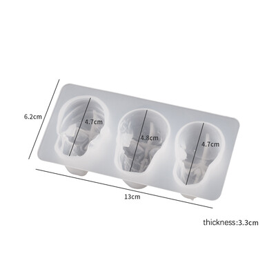 Καλούπι σιλικόνης πολλαπλών μεγεθών κεφαλή κρανίου 3D μοτίβο φλόγας Καλούπι κεφαλής κρανίου για σαπούνι ρητίνης γύψο Δημιουργία οικογενειακού πάρτι Δώρο διακόσμησης