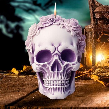 Skull Candle Mold 3D Resin Molds Rose Skull Epoxy Silicone Resin Casting Χειροποίητα καλούπια κατασκευής κεριών για το Halloween