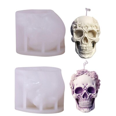 Skull Candle Mold 3D Resin Molds Rose Skull Epoxy Silicone Resin Casting Χειροποίητα καλούπια κατασκευής κεριών για το Halloween