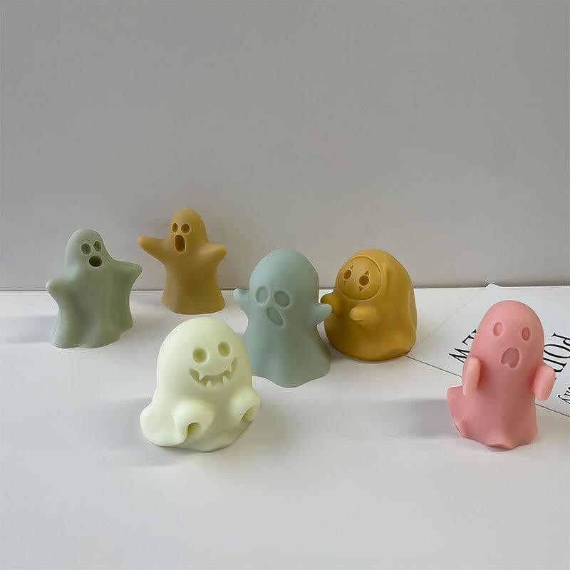 Halloween aranyos szellembaba 3D szilikon forma barkácsolás epoxigyanta aromaterápiás gyertya gipsz dísz party vidám illatos dekoráció