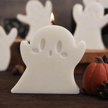 DIY Halloween Ghost Candle Mould Silicone Aromatherapy Gypsum Candlestick Ornament Epoxy Resin Mold Crafts Decoration Storage