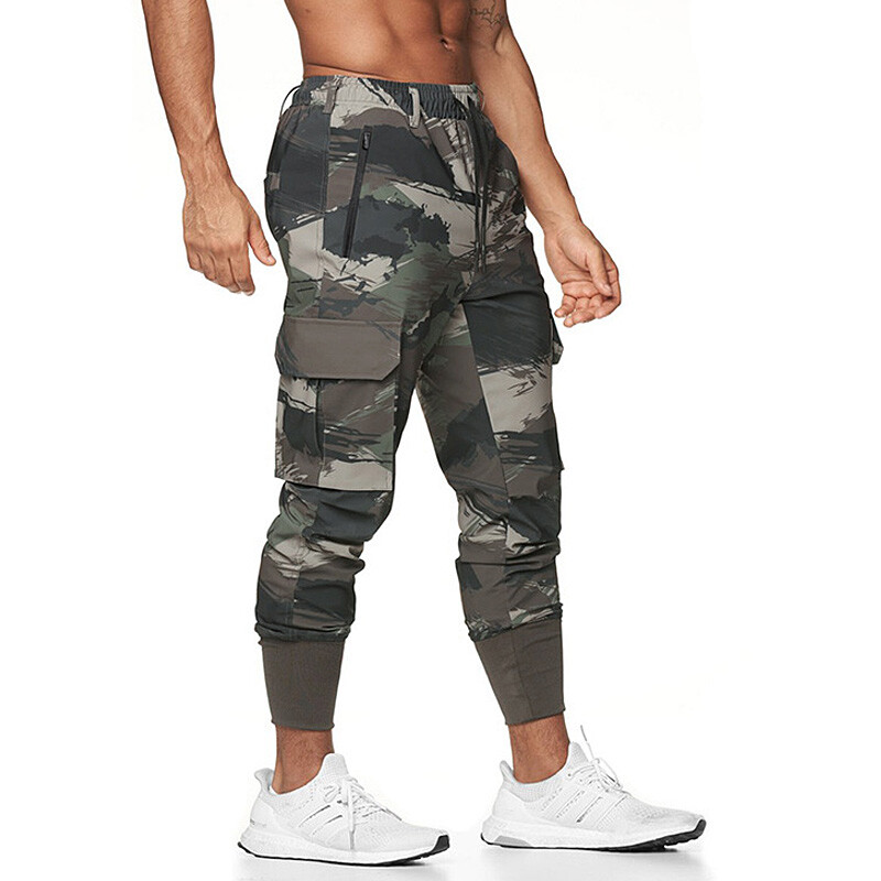 Pánske športové maskáčové nohavice do posilňovne, fitness pánske tepláky, bežecké nohavice na cvičenie, športové oblečenie, ležérne nohavice, pánske cargo nohavice, pánske tepláky