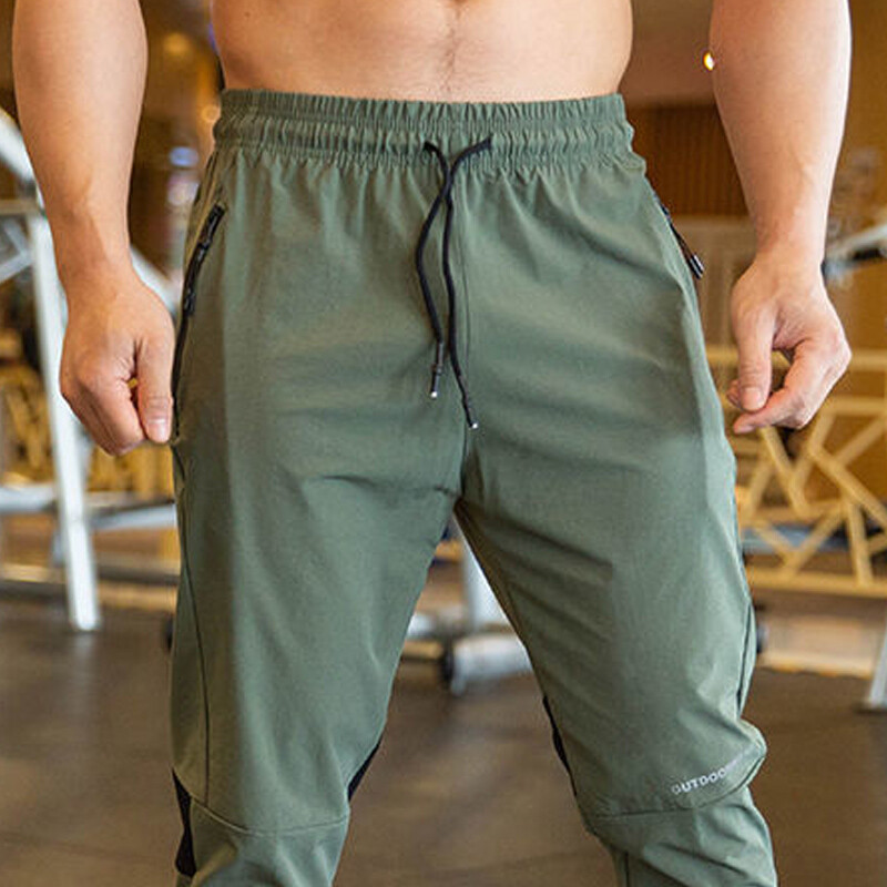 2024 Letné tenké nohavice z ľadového hodvábu, mužské jednofarebné, elastické, rýchloschnúce, voľné, kulturistické tepláky