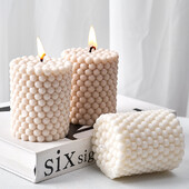 Cilindrinė burbulinė žvakė, silikoninė forma, pasidaryk „pasidaryk pats“ kūrybingu muilu kvepianti žvakė darbalaukio ornamentas, dervos formos, gipso cemento amatų namų dekoras