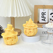 3D zlá tekvica Halloween Dekoračná silikónová forma na sviečku Tekvicová lebka Aromaterapeutická sviečka Sadrová živicová forma Halloween Dekoračné darčeky