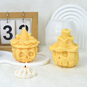 3D Evil Pumpkin Halloween Decor Κερί Καλούπι σιλικόνης Pumpkin Skull Aromatherapy Κερί γύψο ρητίνης Μούχλα για Halloween Δώρα