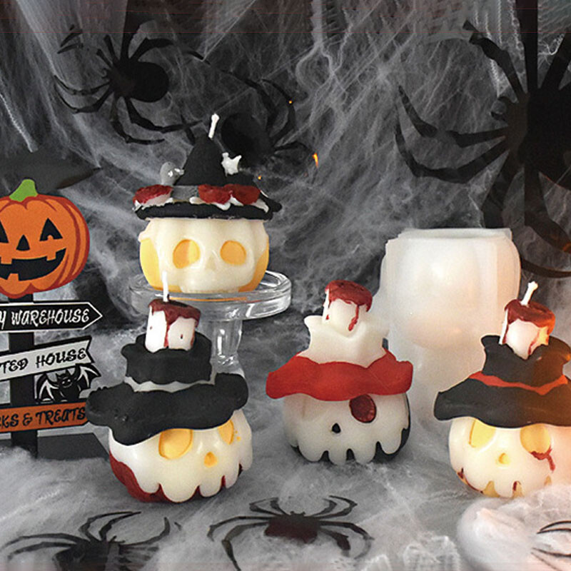 3D zlá tekvica Halloween Dekoračná silikónová forma na sviečku Tekvicová lebka Aromaterapeutická sviečka Sadrová živicová forma Halloween Dekoračné darčeky