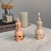 Τρισδιάστατο καλούπι κεριού σιλικόνης με κρανία τρόμου, φαντάσματα και κεφάλια σκελετού, χειροποίητα αρωματικά κεριά, γύψινα στολίδια