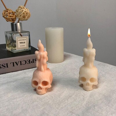 3D силиконова форма за свещи с черепи, включващи ужасяващи черепи, призраци и глави на скелети Ръчно изработени ароматизирани свещи Гипсови орнаменти Декор