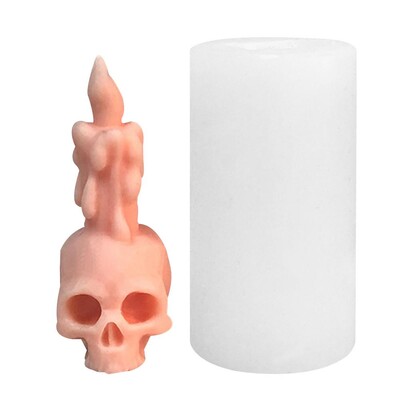 Τρισδιάστατο καλούπι κεριού σιλικόνης με κρανία τρόμου, φαντάσματα και κεφάλια σκελετού, χειροποίητα αρωματικά κεριά, γύψινα στολίδια