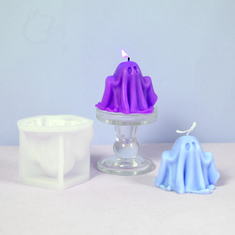 Matrite 3D pentru lumânări din silicon Fantoma de Halloween, drăguță păpușă înfricoșătoare, meșteșuguri din rășină, fabricarea de ipsos, matriță pentru producția de săpun, cadou de vacanță