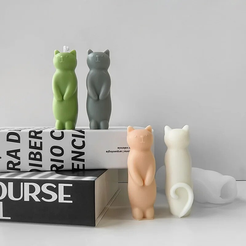 Mucegai din silicon pentru pisicuță de desene animate, lucrat manual pentru aromoterapie, lumânare, ipsos, pentru ornamente, pentru meșteșuguri cu pisici drăguțe, pentru realizarea de matrițe