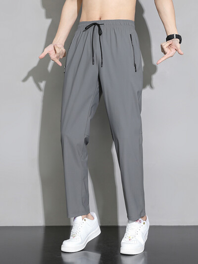 Liela izmēra 8xl vasaras vīriešu skriešanas bikses ledus zīda plānas sporta bikses, izstieptas neilona ātri nožūst ikdienas sporta bikses vīriešu sporta bikses