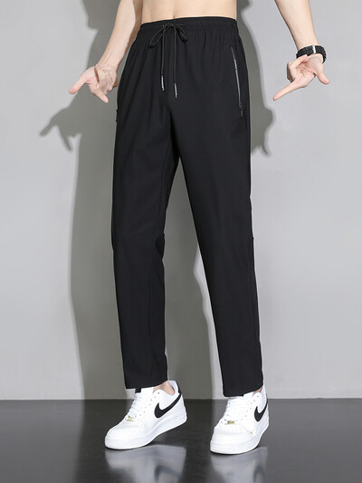 Liela izmēra 8xl vasaras vīriešu skriešanas bikses ledus zīda plānas sporta bikses, izstieptas neilona ātri nožūst ikdienas sporta bikses vīriešu sporta bikses