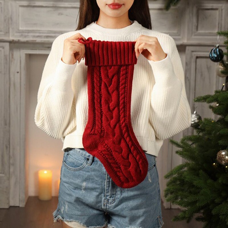 Χριστουγεννιάτικες κάλτσες πλεξίματος Εορταστικές προμήθειες Διακόσμηση σπιτιού Χριστουγεννιάτικο δέντρο στολίδια Παιδική τσάντα δώρου 18"/46 εκ.