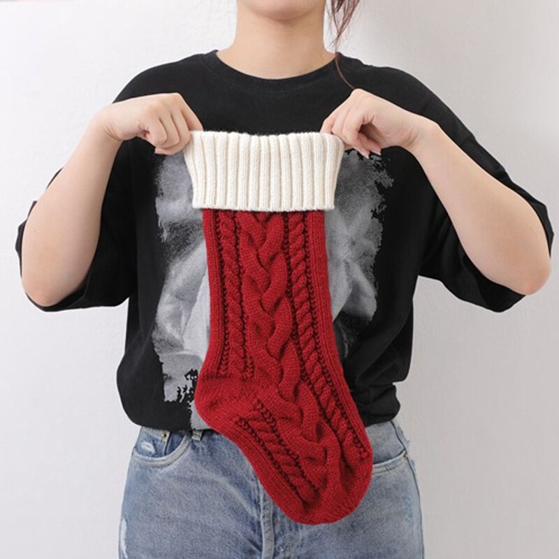 Χριστουγεννιάτικες κάλτσες πλεξίματος Εορταστικές προμήθειες Διακόσμηση σπιτιού Χριστουγεννιάτικο δέντρο στολίδια Παιδική τσάντα δώρου 18"/46 εκ.