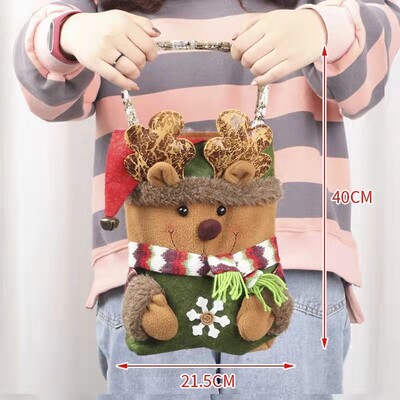 Jaunas Ziemassvētku somas 2024 Laimīgu Jauno gadu Ziemassvētku piederumi Plīša, jauka ābolu konfekšu dāvanu rokassomiņa