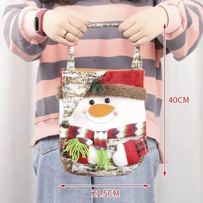 Jaunas Ziemassvētku somas 2024 Laimīgu Jauno gadu Ziemassvētku piederumi Plīša, jauka ābolu konfekšu dāvanu rokassomiņa