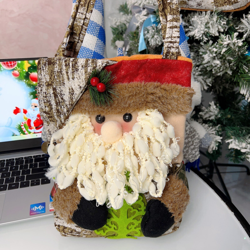 Jaunas Ziemassvētku somas 2024 Laimīgu Jauno gadu Ziemassvētku piederumi Plīša, jauka ābolu konfekšu dāvanu rokassomiņa