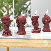 Μεγάλη λαβή φαντάσματος Καλούπι κεριού σιλικόνης κρανίου τρισδιάστατη λαβή καρδιάς Χειροτεχνία ρητίνη γύψου καλούπι τσιμέντου δώρο απόκριες