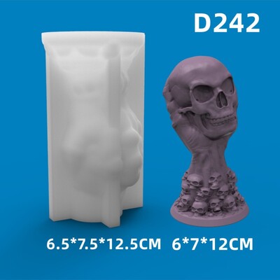 Μεγάλη λαβή φαντάσματος Καλούπι κεριού σιλικόνης κρανίου τρισδιάστατη λαβή καρδιάς Χειροτεχνία ρητίνη γύψου καλούπι τσιμέντου δώρο απόκριες