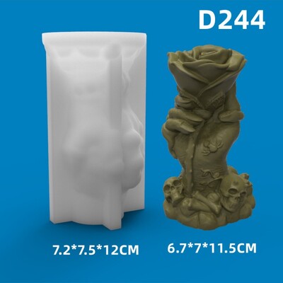 Μεγάλη λαβή φαντάσματος Καλούπι κεριού σιλικόνης κρανίου τρισδιάστατη λαβή καρδιάς Χειροτεχνία ρητίνη γύψου καλούπι τσιμέντου δώρο απόκριες