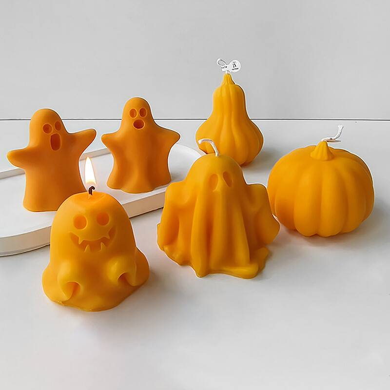 Halloween DIY Vtipná silikónová forma na sviečku s duchom, tvár ducha, bábka, ručne vyrábané mydlo, aromaterapeutická sviečka, dekoračná forma