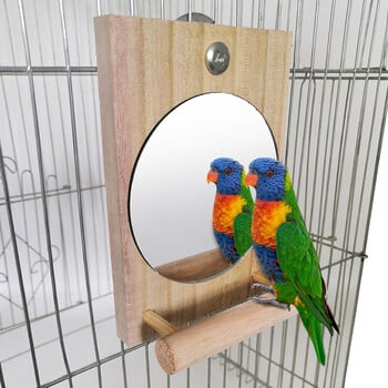 Bird Mirror With Perch Cockatiel Mirror for Cage Bird Toys Swing Parrot Cage Toys for Parakeet Cockatoo Cockatiel Lovebirds