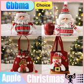 Τσάντα χριστουγεννιάτικου δώρου 2024 Λινό ύφασμα Παιδική τσάντα καραμέλας Πρωτοχρονιάς Χριστουγεννιάτικη τσάντα αποθήκευσης Apple Xmas Santa Claus Χονδρική