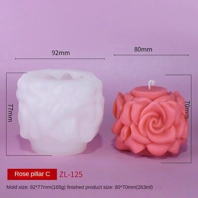 3D Rózsa Oszlopos Gyertya Szilikon Forma Valentin napi Virágcsokor Szappan Gipszgyanta Formák Kézzel készített esküvői dekoráció Kézműves ajándékok