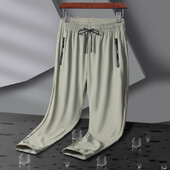 Elpojošas, elastīgas vīriešu skriešanas sporta bikses, ledus zīda skriešana, plānas sporta bikses ikdienas āra treniņiem sporta zālei fitnesa bikses 8XL