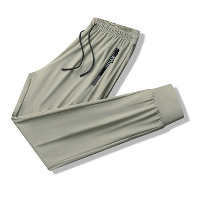 Elpojošas, elastīgas vīriešu skriešanas sporta bikses, ledus zīda skriešana, plānas sporta bikses ikdienas āra treniņiem sporta zālei fitnesa bikses 8XL