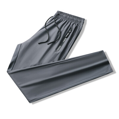 Elpojošas, elastīgas vīriešu skriešanas sporta bikses, ledus zīda skriešana, plānas sporta bikses ikdienas āra treniņiem sporta zālei fitnesa bikses 8XL