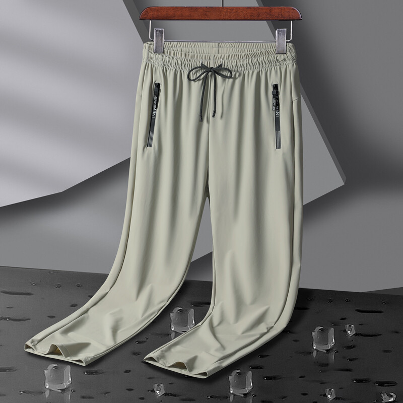 Elpojošas, elastīgas vīriešu skriešanas sporta bikses, ledus zīda skriešana, plānas sporta bikses ikdienas āra treniņiem sporta zālei fitnesa bikses 8XL