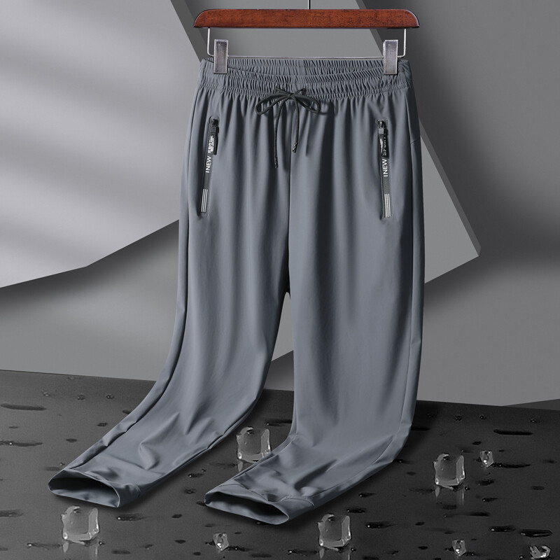 Elpojošas, elastīgas vīriešu skriešanas sporta bikses, ledus zīda skriešana, plānas sporta bikses ikdienas āra treniņiem sporta zālei fitnesa bikses 8XL
