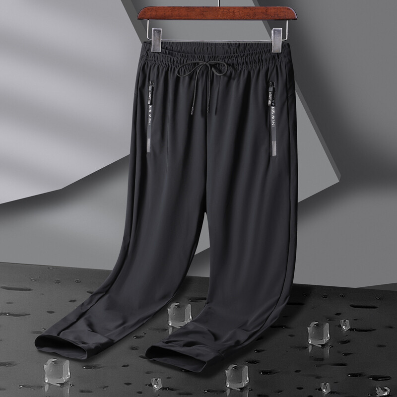 Elpojošas, elastīgas vīriešu skriešanas sporta bikses, ledus zīda skriešana, plānas sporta bikses ikdienas āra treniņiem sporta zālei fitnesa bikses 8XL