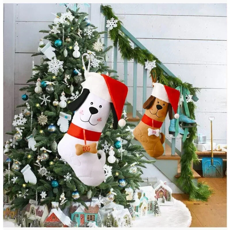 Ziemassvētku rotājumi, Ziemassvētku zeķes, konfekšu maisiņi, radošās suņu kaula dāvanu zeķes, Ziemassvētku zeķu dāvana, Ziemassvētku dāvanas bērniem