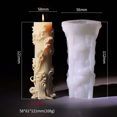 Sculptură pilon roman mucegai din silicon pentru lumânări, coloană verticală cu undă, rășină, set de fabricare a tencuielii, matriță pentru ciocolată, decor artistic pentru acasă