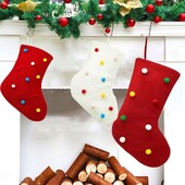 Κόκκινες λευκές κάλτσες επαναχρησιμοποιούμενες πλεκτή χριστουγεννιάτικη κάλτσα μεγάλης χωρητικότητας Χριστουγεννιάτικη τσάντα δώρου για προμήθειες διακόσμησης πάρτι