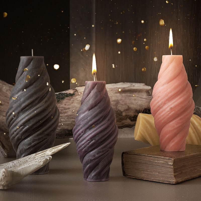 Spirālveida sveču veidnes ģeometrijas sveces silikona veidnes grebtas viļņotas sveces neregulāras svītras DIY spirālveida sveķu veidnes mājas dekorēšanai