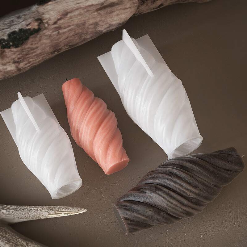 Spirālveida sveču veidnes ģeometrijas sveces silikona veidnes grebtas viļņotas sveces neregulāras svītras DIY spirālveida sveķu veidnes mājas dekorēšanai