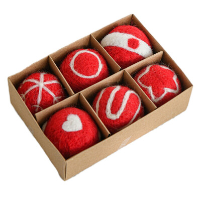 6 db gyapjú filc karácsonyi labdák, dobozos karácsonyfa medáldíszek 2024-es ünnepi partira, újévi ajándékok Noel Navidad 2025