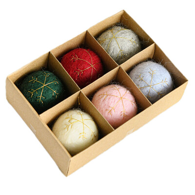 6 db gyapjú filc karácsonyi labdák, dobozos karácsonyfa medáldíszek 2024-es ünnepi partira, újévi ajándékok Noel Navidad 2025